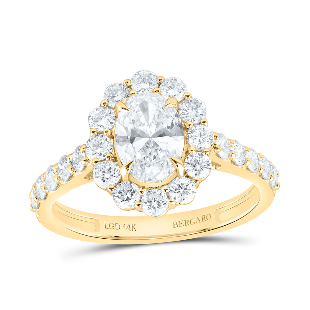 14K Yellow Or White Gold 1 7/8 Cttw Lab Grown Diamond 7/8 Cttw Center Oval Engagement Ring