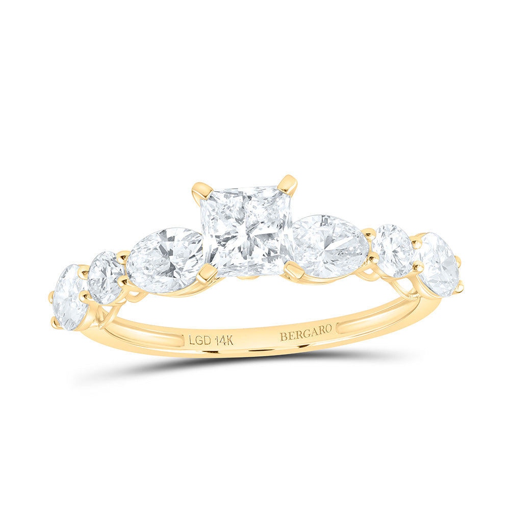14K Yellow Or White Gold 2 Cttw Lab Grown Diamond 3/4 Cttw Center Princess Engagement Ring