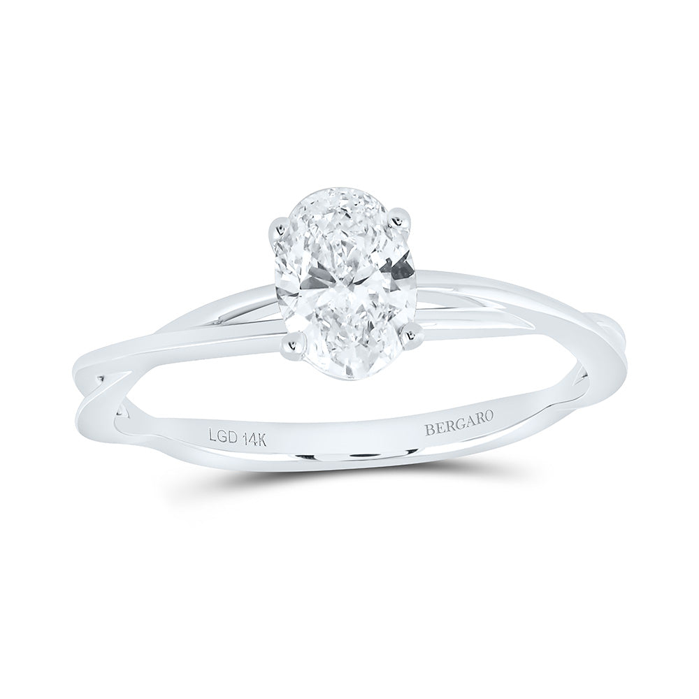 14K Yellow Or White Gold 3/4 Cttw Lab Grown Diamond Oval Solitaire Ring