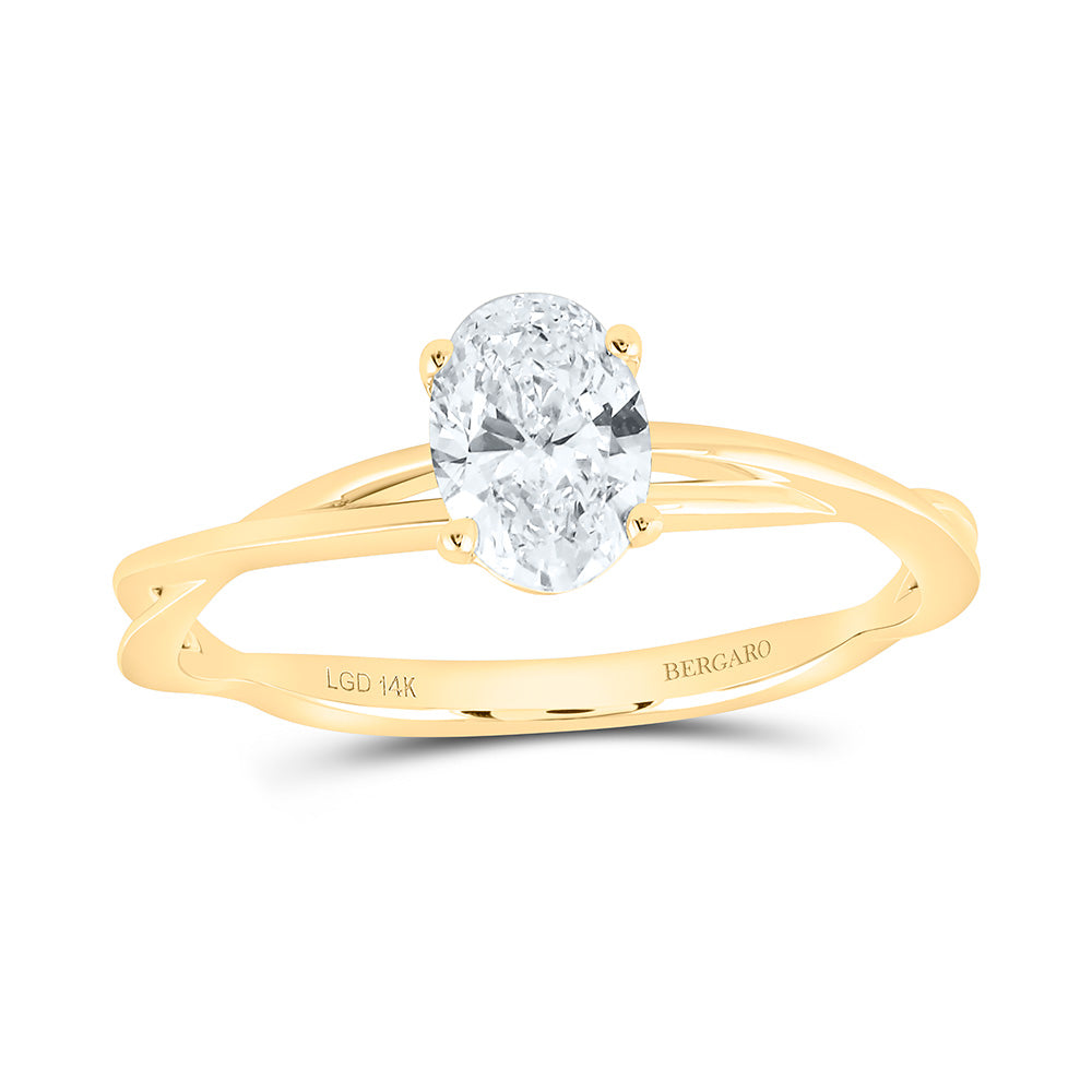 14K Yellow Or White Gold 3/4 Cttw Lab Grown Diamond Oval Solitaire Ring