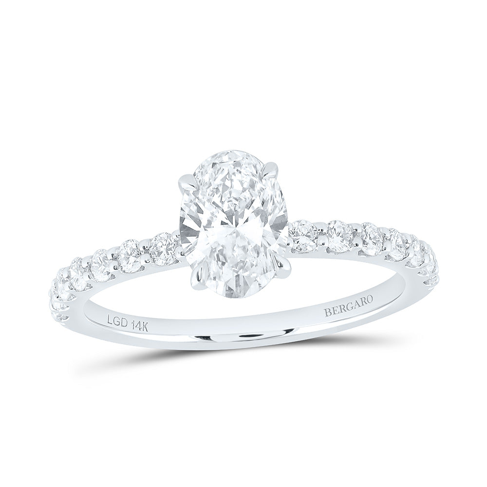 14K Yellow Or White Gold 1 1/3 Cttw Lab Grown Diamond 1 Cttw Center Oval Engagement Ring