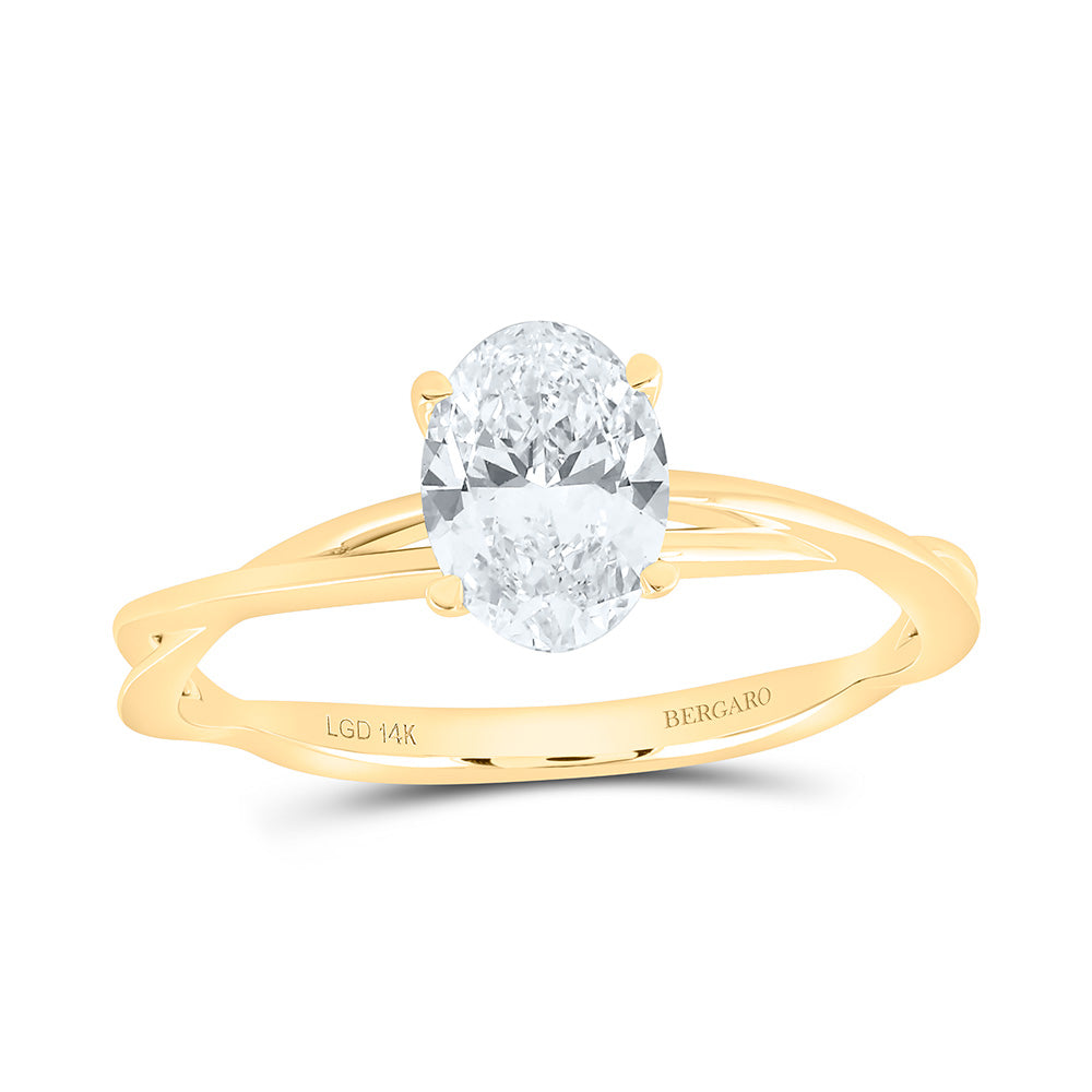 14K Yellow Or White Gold 1 Cttw Lab Grown Diamond Oval Solitaire Ring