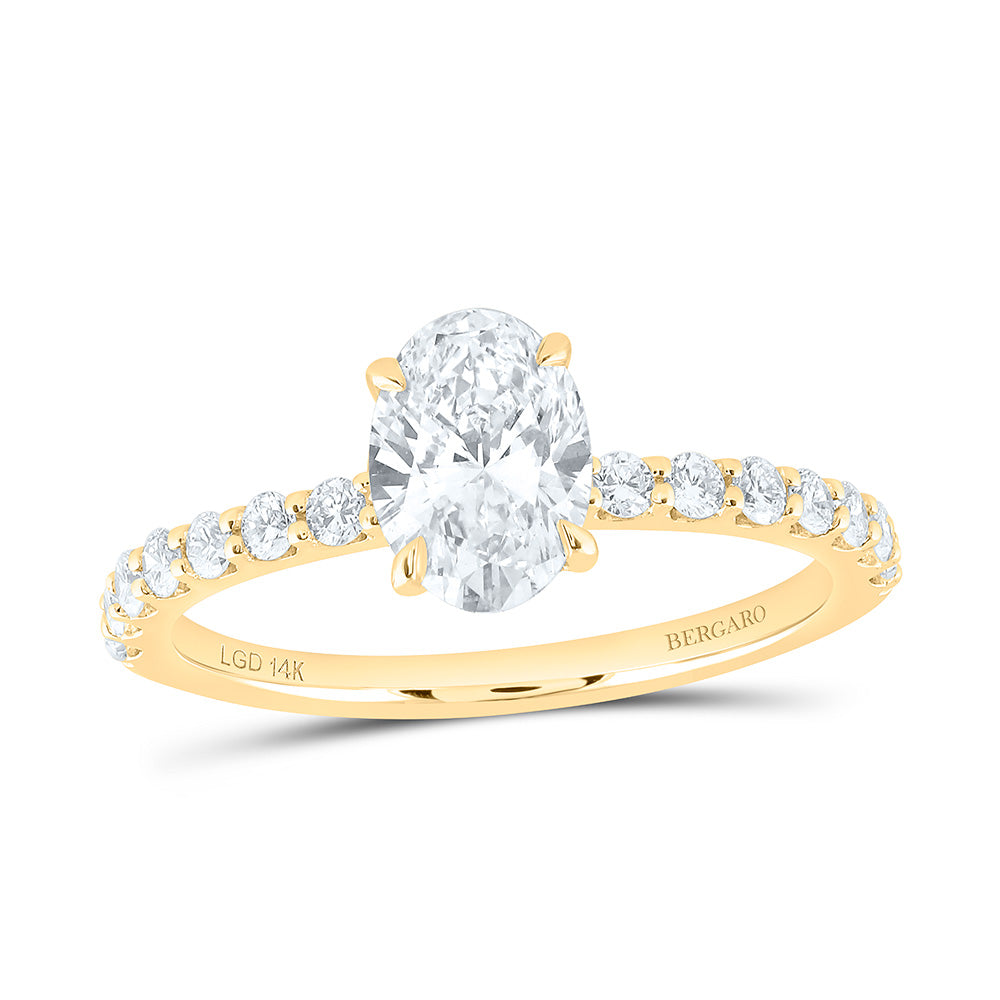 14K Yellow Or White Gold 1 1/3 Cttw Lab Grown Diamond 1 Cttw Center Oval Engagement Ring
