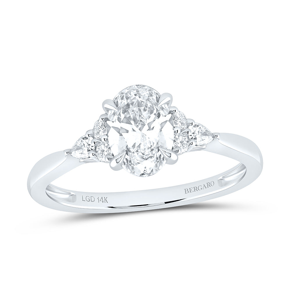 14K Yellow Or White Gold 1 1/5 Cttw Lab Grown Diamond 1 Cttw Center Oval Engagement Ring