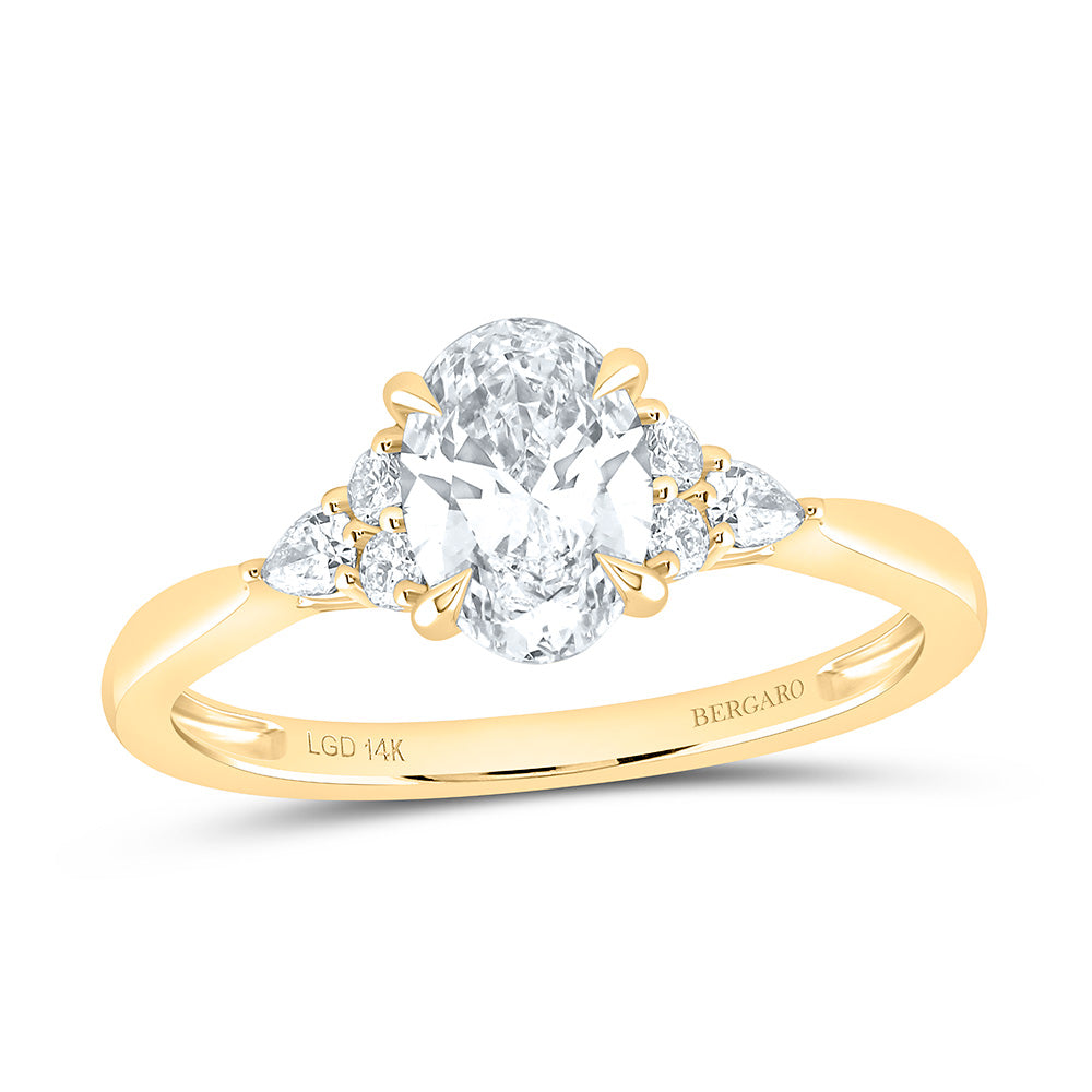 14K Yellow Or White Gold 1 1/5 Cttw Lab Grown Diamond 1 Cttw Center Oval Engagement Ring