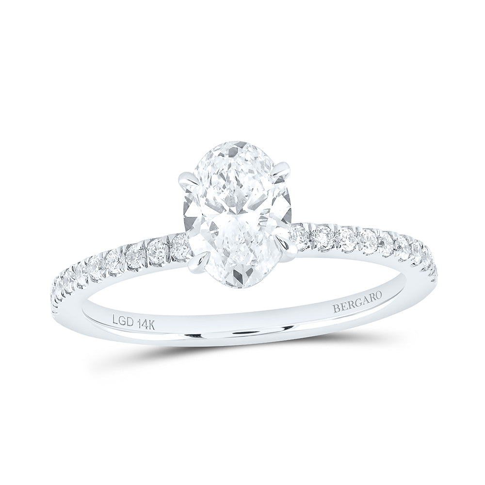 14K Yellow Or White Gold 1 1/3 Cttw Lab Grown Diamond 1 Cttw Center Oval Engagement Ring