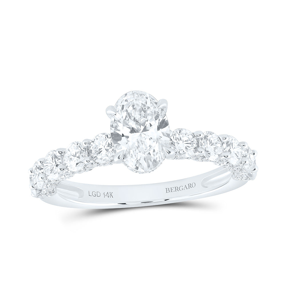 14K Yellow Or White Gold 2 1/2 Cttw Lab Grown Diamond 1 Cttw Center Oval Engagement Ring