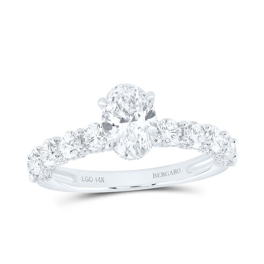 14K Yellow Or White Gold 2 1/2 Cttw Lab Grown Diamond 1 Cttw Center Oval Engagement Ring