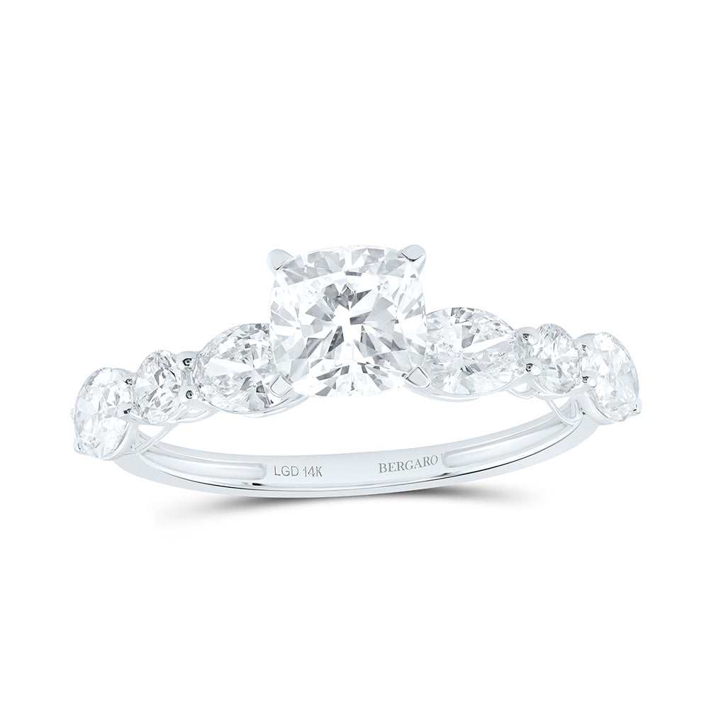 14K Yellow Or White Gold 2 1/4 Cttw Lab Grown Diamond 1 Cttw Cushion, 1/4 Cttw Center Oval Engagement Ring