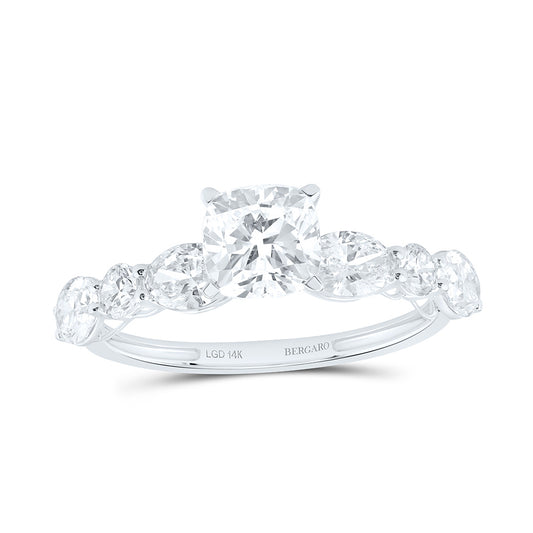 14K Yellow Or White Gold 2 1/4 Cttw Lab Grown Diamond 1 Cttw Cushion, 1/4 Cttw Center Oval Engagement Ring