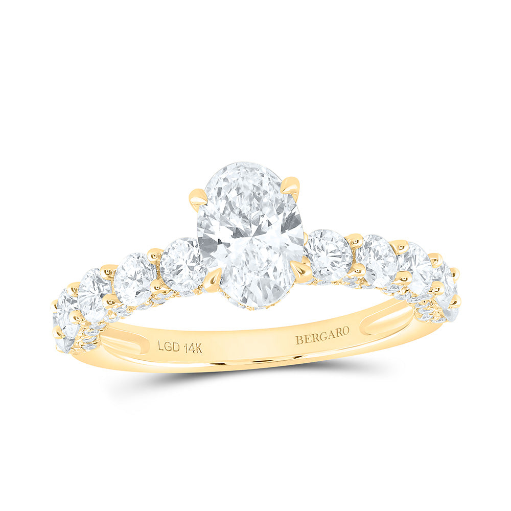 14K Yellow Or White Gold 2 1/2 Cttw Lab Grown Diamond 1 Cttw Center Oval Engagement Ring