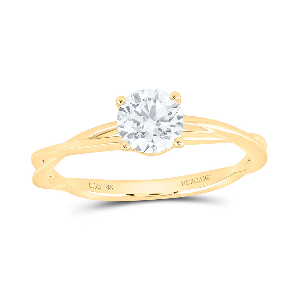 14K Yellow Or White Gold 1/2 Cttw Lab Grown Diamond Round Solitaire Ring