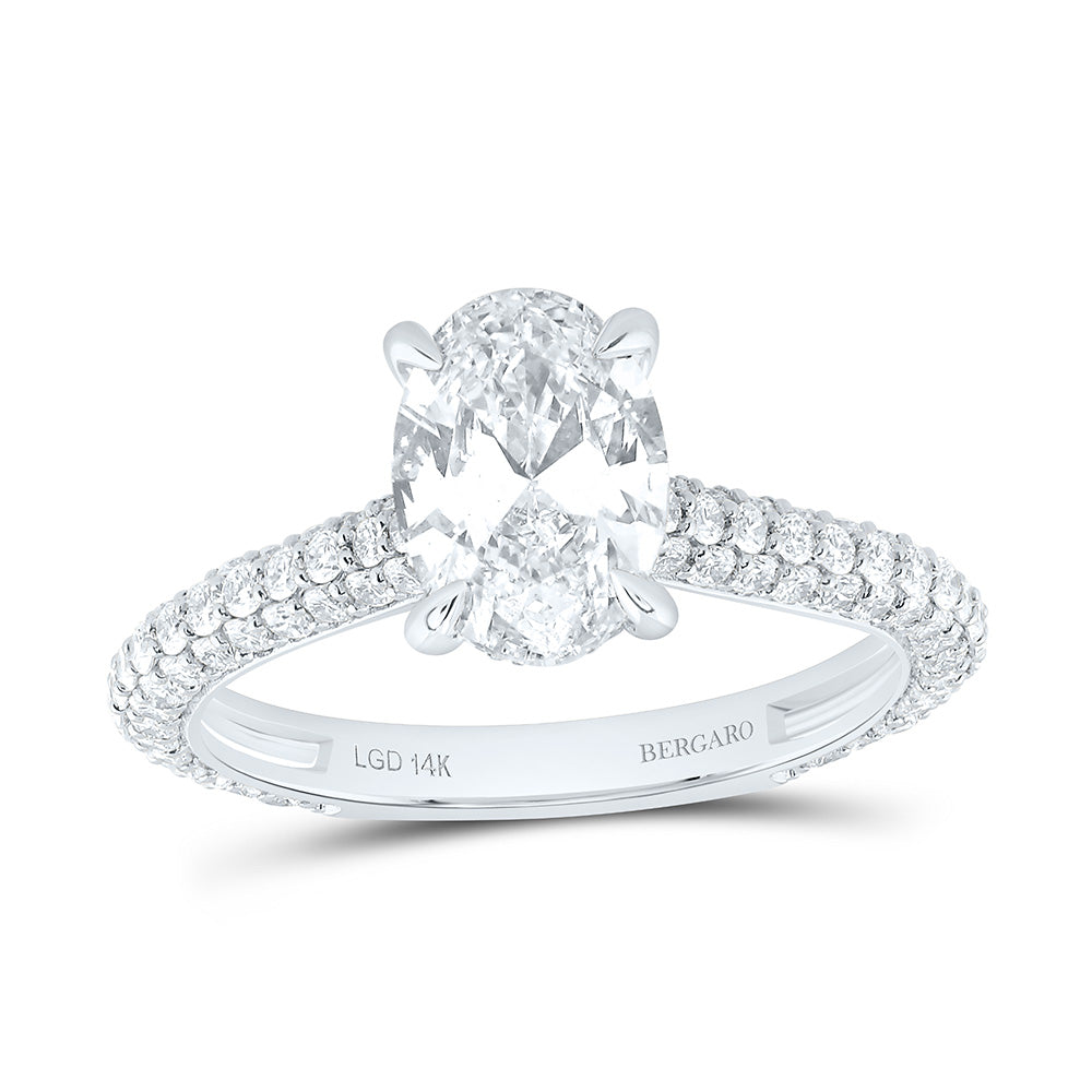 14K Yellow Or White Gold 2 1/2 Cttw Lab Grown Diamond 1 1/2 Cttw Center Oval Engagement Ring