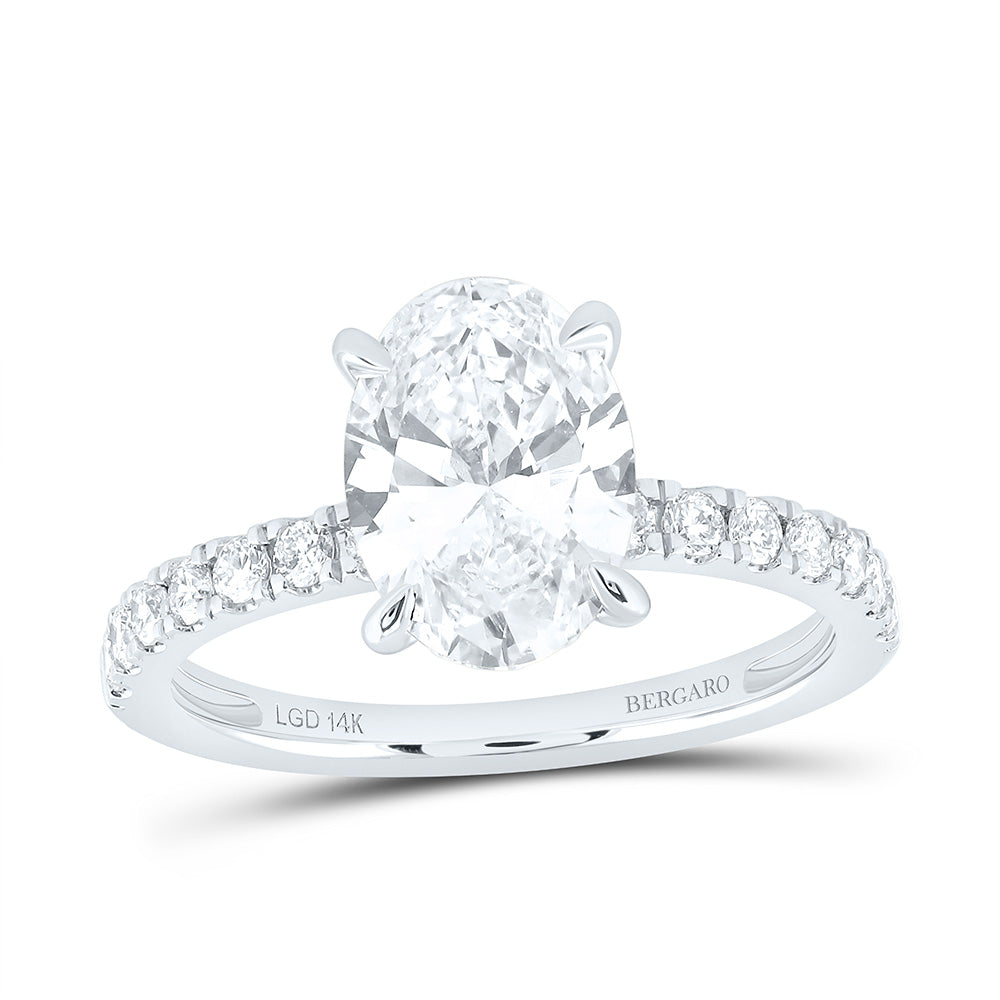 14K Yellow Or White Gold 2 1/3 Cttw Lab Grown Diamond 2 Cttw Center Oval Engagement Ring