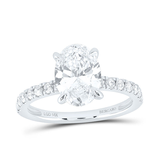 14K Yellow Or White Gold 2 1/3 Cttw Lab Grown Diamond 2 Cttw Center Oval Engagement Ring