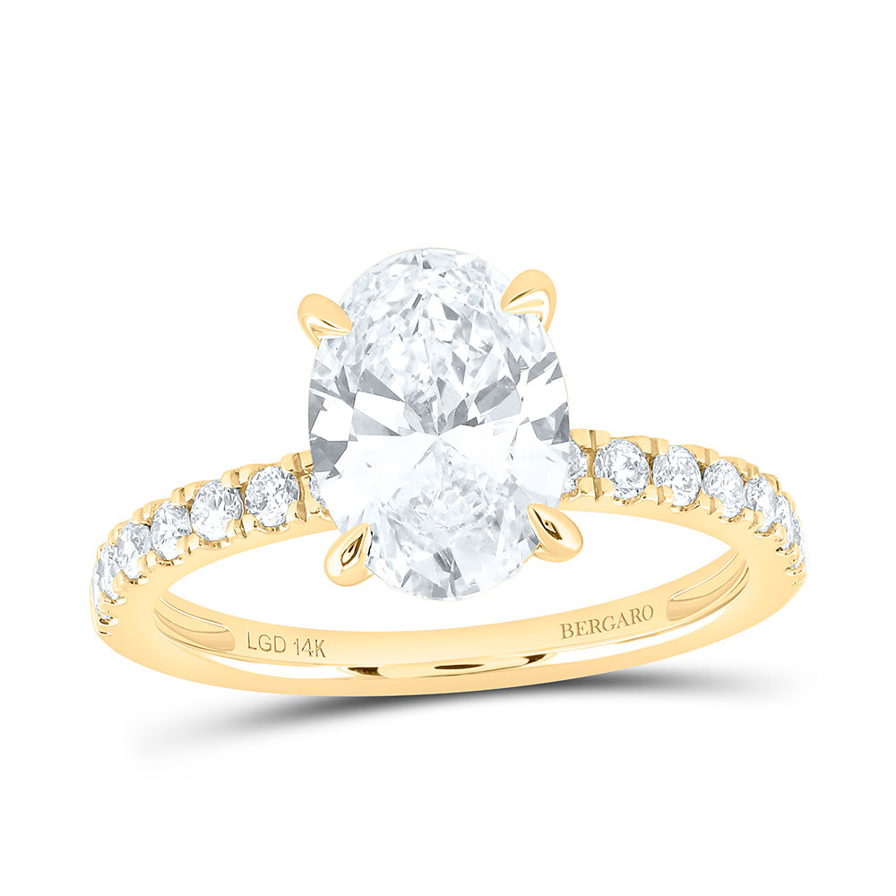 14K Yellow Or White Gold 2 1/3 Cttw Lab Grown Diamond 2 Cttw Center Oval Engagement Ring