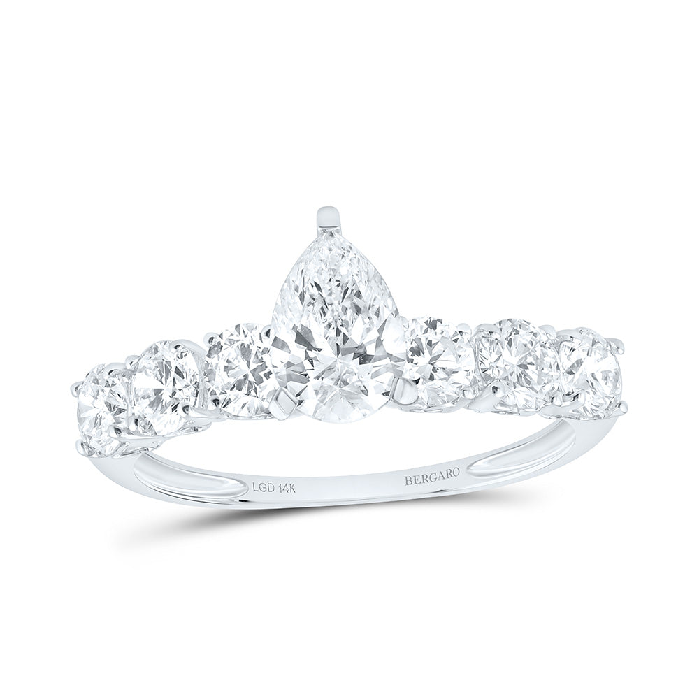 14K Yellow Or White Gold 1 3/4 Cttw Lab Grown Diamond 3/4 Cttw Center Pear Engagement Ring