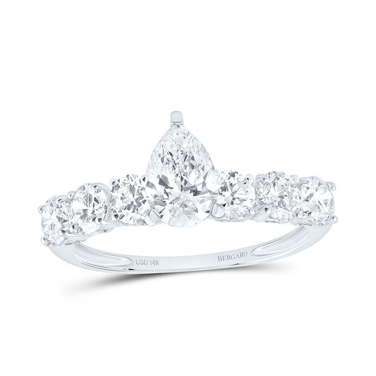 14K Yellow Or White Gold 1 3/4 Cttw Lab Grown Diamond 3/4 Cttw Center Pear Engagement Ring