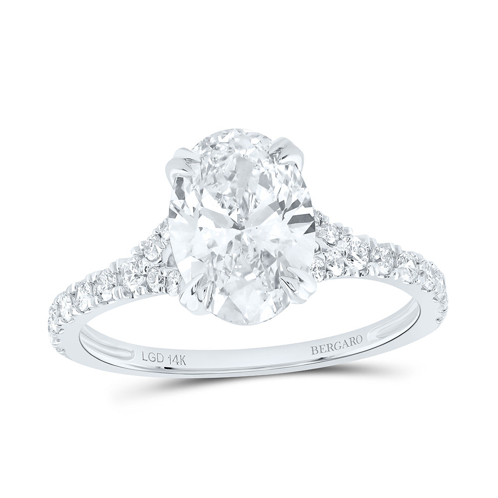 14K Yellow Or White Gold 2 1/2 Cttw Lab Grown Diamond 2 Cttw Center Oval Engagement Ring