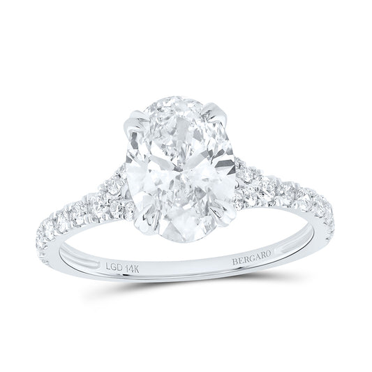 14K Yellow Or White Gold 2 1/2 Cttw Lab Grown Diamond 2 Cttw Center Oval Engagement Ring