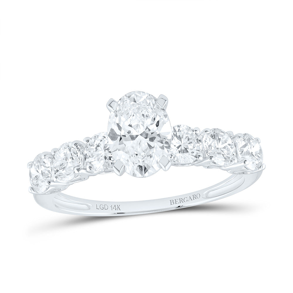 14K Yellow Or White Gold 2 Cttw Lab Grown Diamond 7/8 Cttw Center Oval Engagement Ring