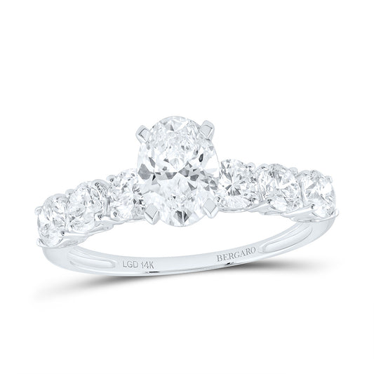 14K Yellow Or White Gold 2 Cttw Lab Grown Diamond 7/8 Cttw Center Oval Engagement Ring