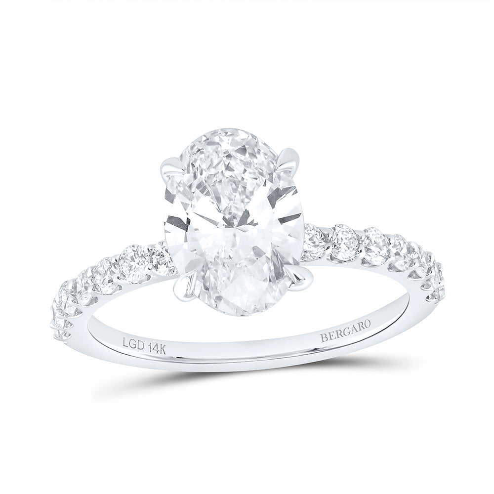 14K Yellow Or White Gold 2 3/8 Cttw Lab Grown Diamond 2 Cttw Center Oval Engagement Ring