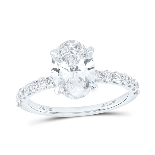 14K Yellow Or White Gold 2 3/8 Cttw Lab Grown Diamond 2 Cttw Center Oval Engagement Ring