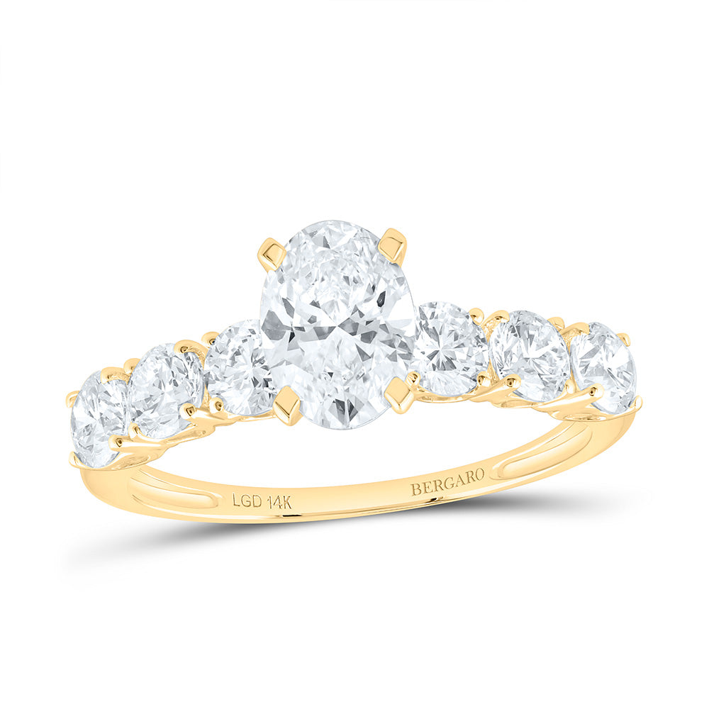 14K Yellow Or White Gold 2 Cttw Lab Grown Diamond 7/8 Cttw Center Oval Engagement Ring