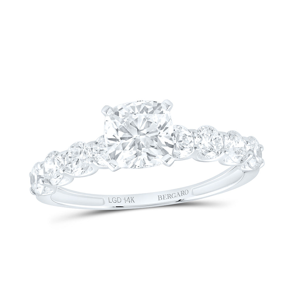 14K Yellow Or White Gold 1 7/8 Cttw Lab Grown Diamond 1 Cttw Center Cushion Engagement Ring