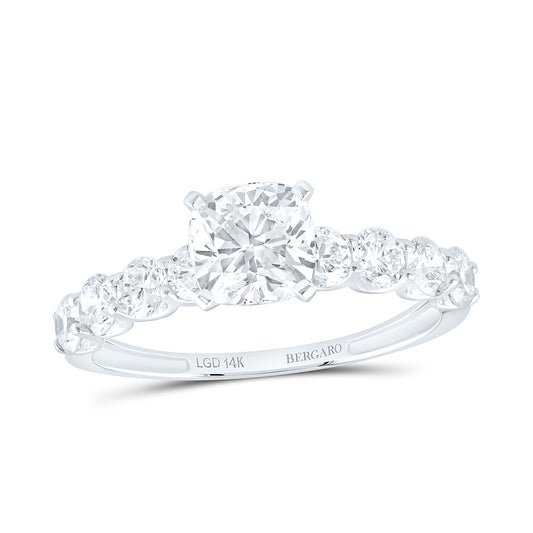 14K Yellow Or White Gold 1 7/8 Cttw Lab Grown Diamond 1 Cttw Center Cushion Engagement Ring