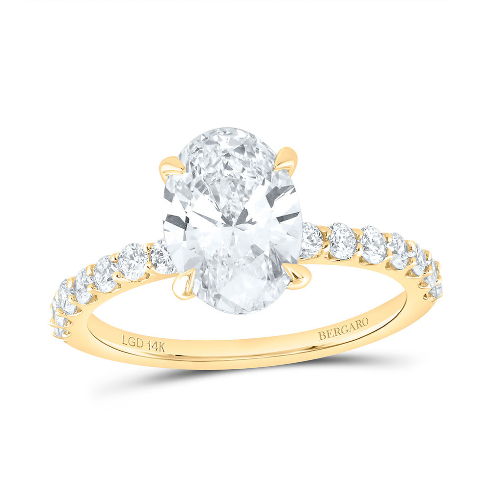 14K Yellow Or White Gold 2 3/8 Cttw Lab Grown Diamond 2 Cttw Center Oval Engagement Ring