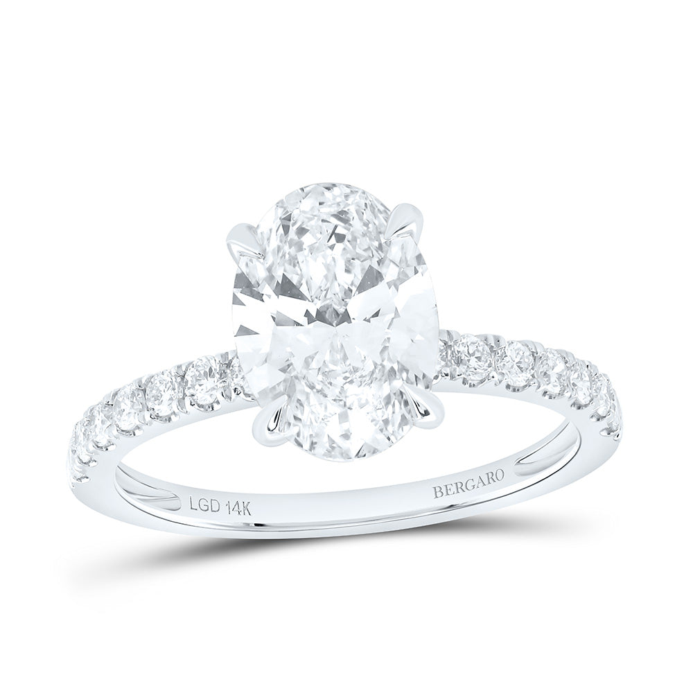 14K Yellow Or White Gold 2 3/8 Cttw Lab Grown Diamond 2 Cttw Center Oval Engagement Ring