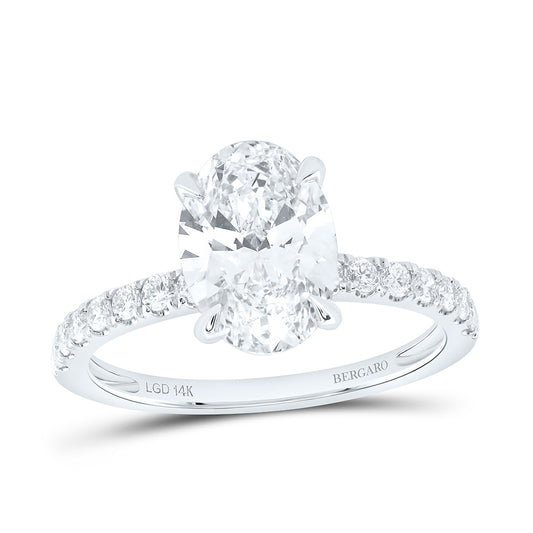 14K Yellow Or White Gold 2 3/8 Cttw Lab Grown Diamond 2 Cttw Center Oval Engagement Ring