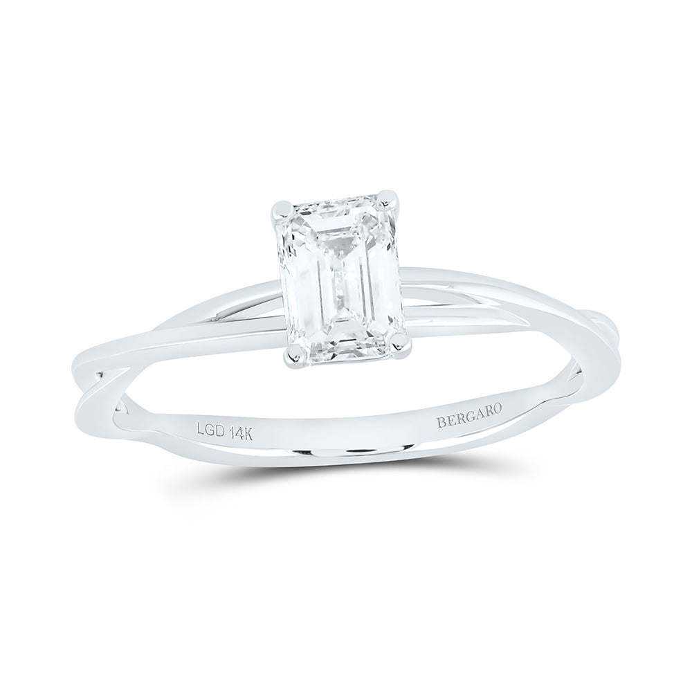 14K Yellow Or White Gold 3/4 Cttw Lab Grown Diamond Emerald Solitaire Ring