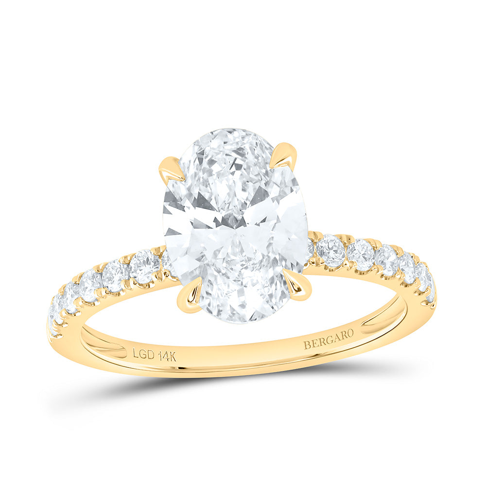 14K Yellow Or White Gold 2 3/8 Cttw Lab Grown Diamond 2 Cttw Center Oval Engagement Ring