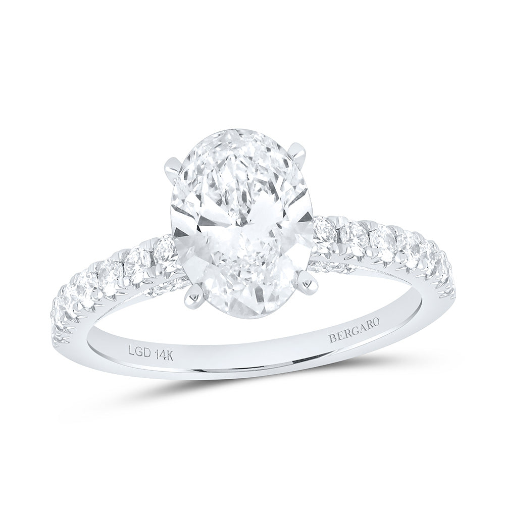 14K Yellow Or White Gold 2 1/2 Cttw Lab Grown Diamond 2 Cttw Center Oval Engagement Ring