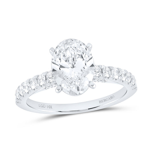 14K Yellow Or White Gold 2 1/2 Cttw Lab Grown Diamond 2 Cttw Center Oval Engagement Ring