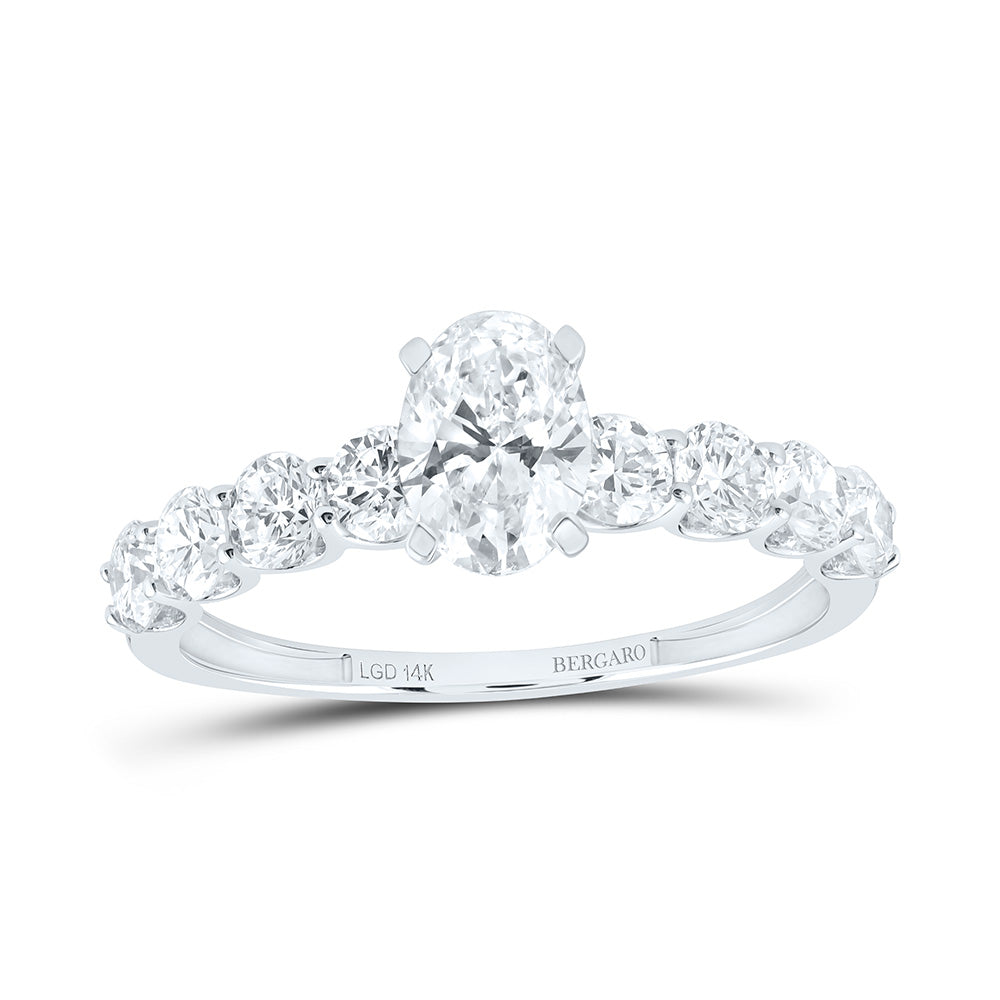 14K Yellow Or White Gold 1 5/8 Cttw Lab Grown Diamond 3/4 Cttw Center Oval Engagement Ring