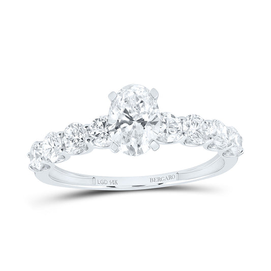 14K Yellow Or White Gold 1 5/8 Cttw Lab Grown Diamond 3/4 Cttw Center Oval Engagement Ring