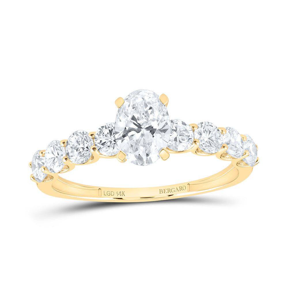 14K Yellow Or White Gold 1 5/8 Cttw Lab Grown Diamond 3/4 Cttw Center Oval Engagement Ring