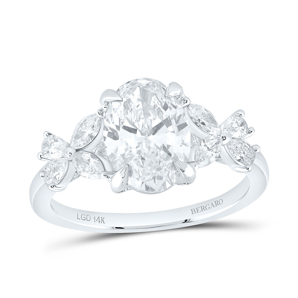 14K Yellow Or White Gold 2 5/8 Cttw Lab Grown Diamond 2 Cttw Center Oval Engagement Ring