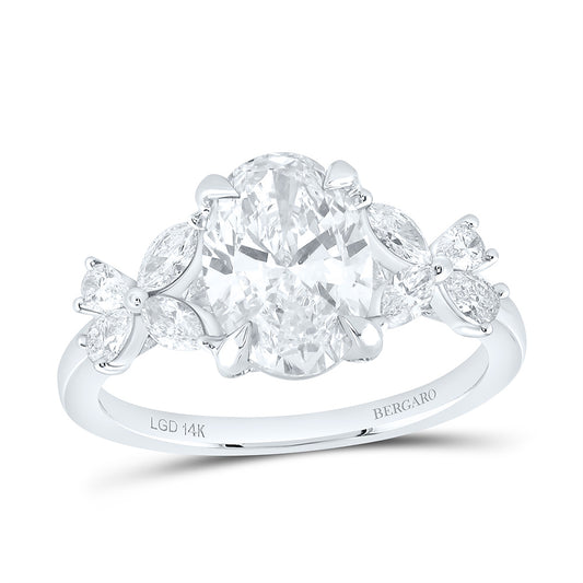 14K Yellow Or White Gold 2 5/8 Cttw Lab Grown Diamond 2 Cttw Center Oval Engagement Ring