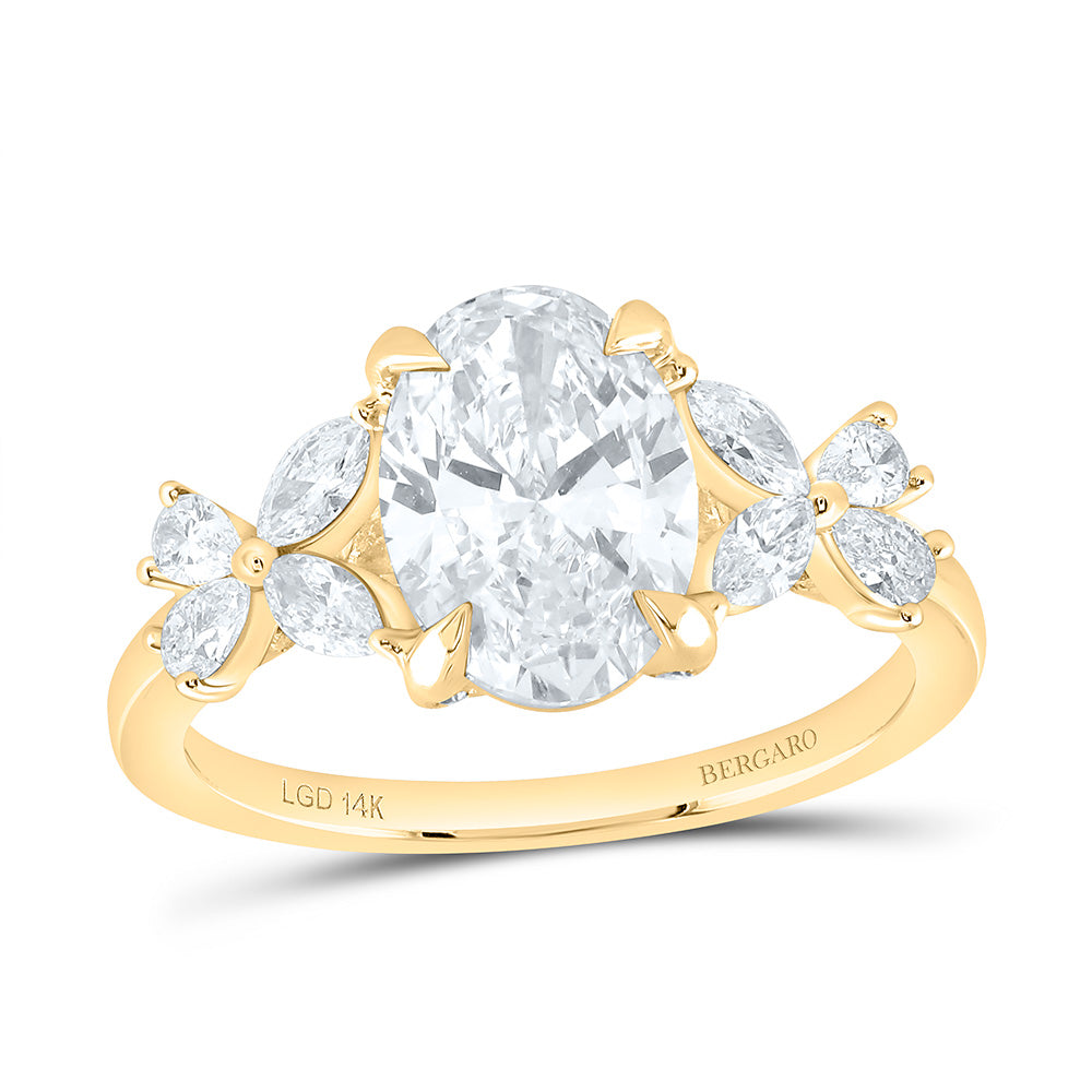 14K Yellow Or White Gold 2 5/8 Cttw Lab Grown Diamond 2 Cttw Center Oval Engagement Ring