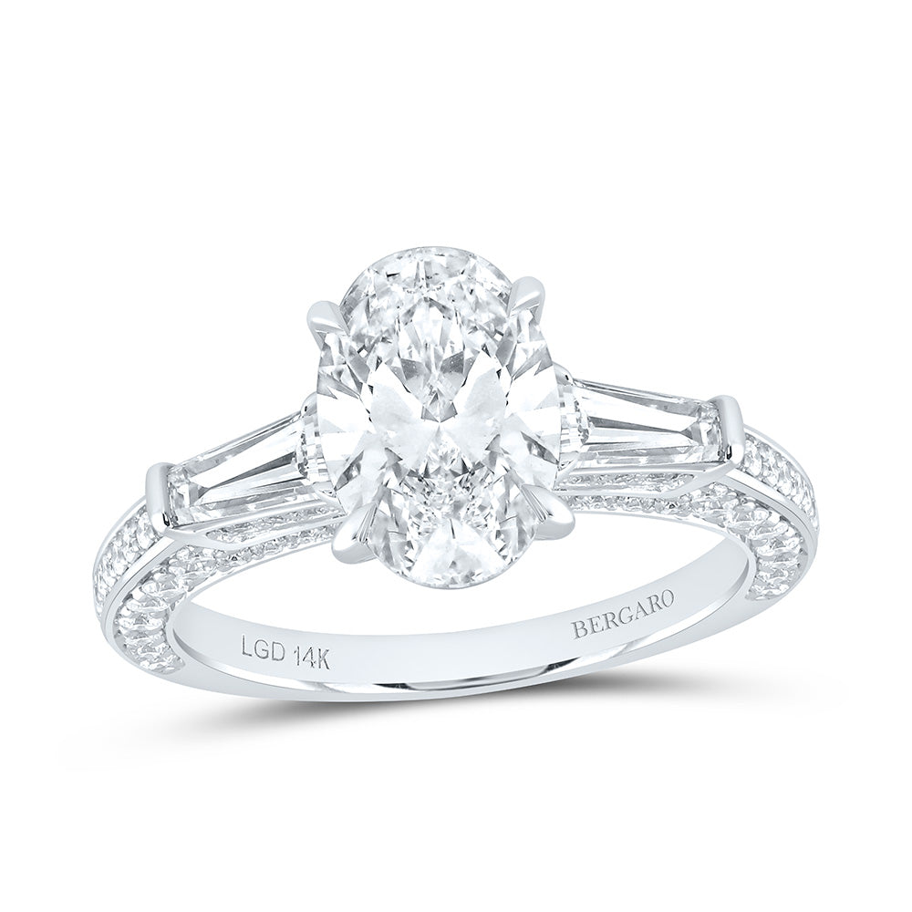 14K Yellow Or White Gold 3 3/8 Cttw Lab Grown Diamond 2 Cttw Center Oval Engagement Ring
