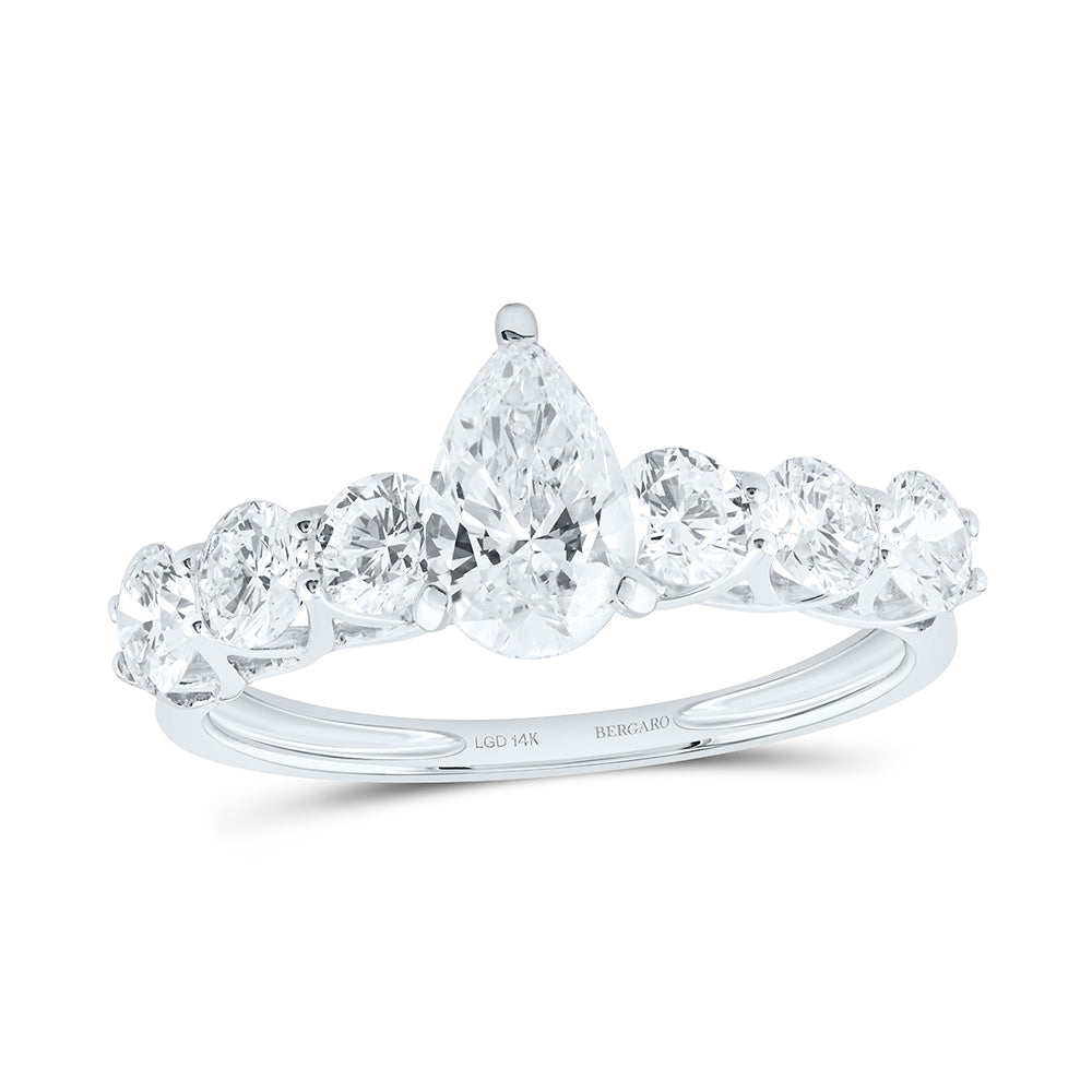 14K Yellow Or White Gold 1 3/4 Cttw Lab Grown Diamond 3/4 Cttw Center Pear Engagement Ring