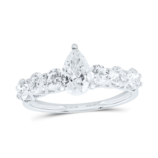 14K Yellow Or White Gold 1 3/4 Cttw Lab Grown Diamond 3/4 Cttw Center Pear Engagement Ring