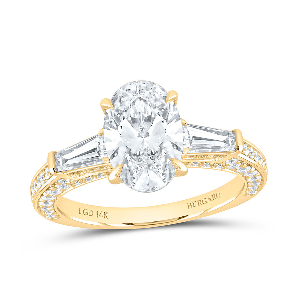 14K Yellow Or White Gold 3 3/8 Cttw Lab Grown Diamond 2 Cttw Center Oval Engagement Ring