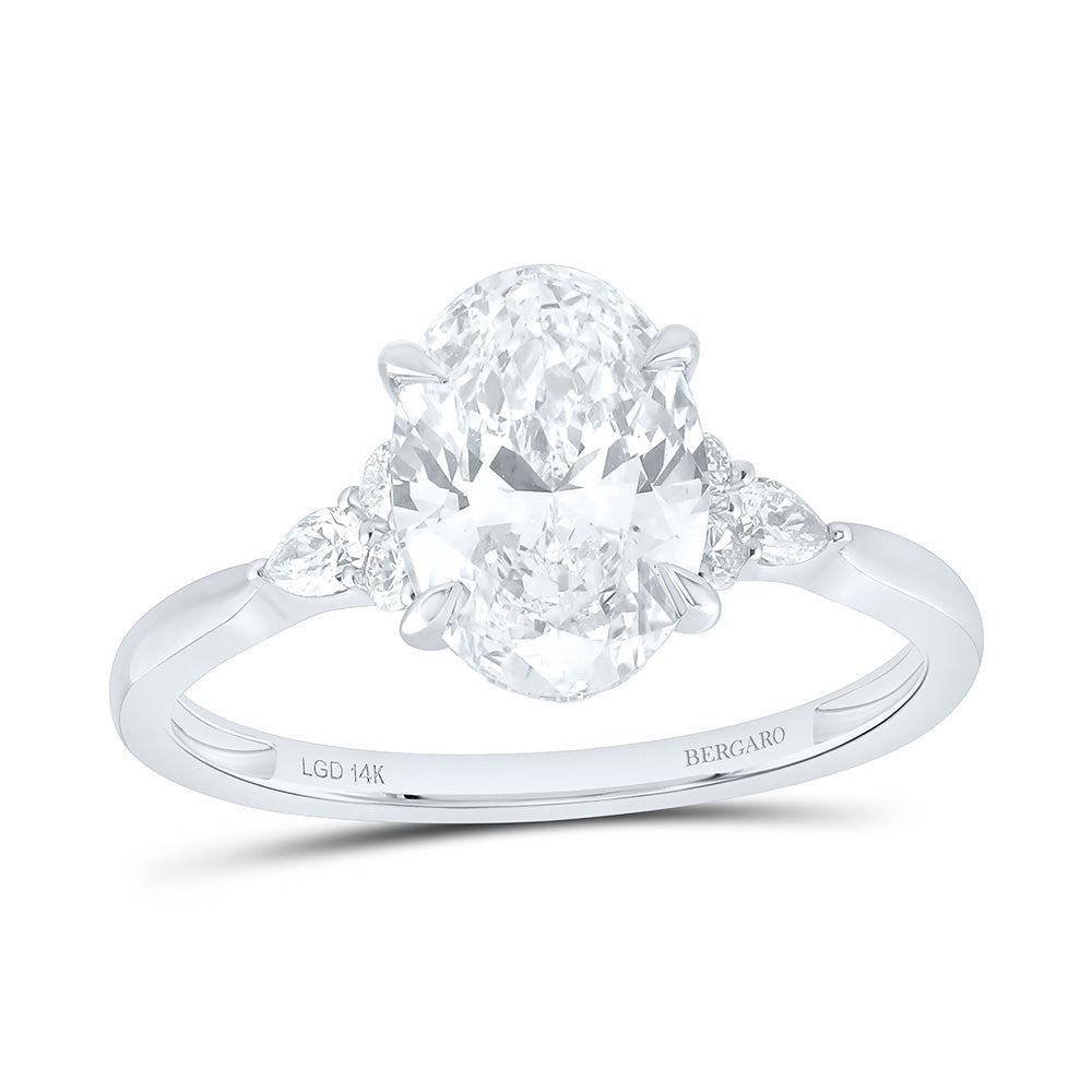 14K Yellow Or White Gold 2 1/4 Cttw Lab Grown Diamond 2 Cttw Center Oval Engagement Ring