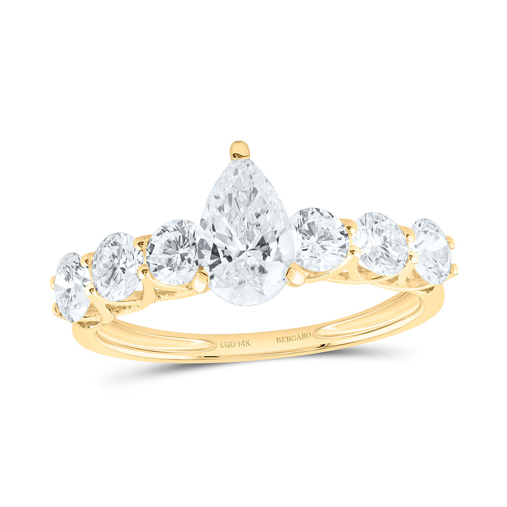 14K Yellow Or White Gold 1 3/4 Cttw Lab Grown Diamond 3/4 Cttw Center Pear Engagement Ring